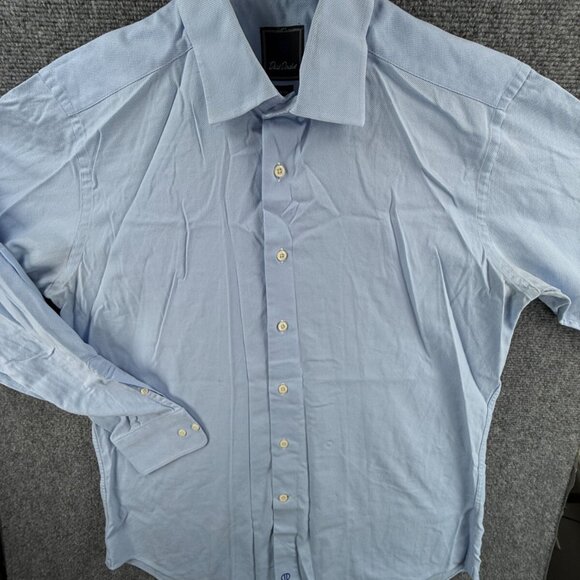 David Donahue Long Sleeve Button Up Shirt Men Cotton Trim Fit 16.5 34/35 Blue ** - Picture 2 of 16